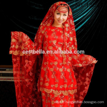 Arabes à manches longues Robes de mariée musulmanes Bruidsjurken Robes de mariée islamiques avec Hijab